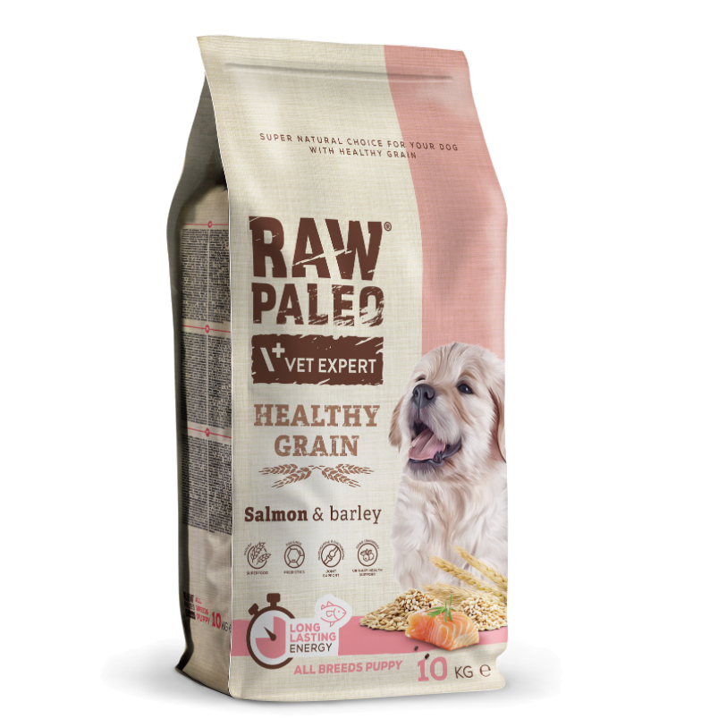Vet Expert Raw Paleo mit Lachs und Gerste für Welpen aller Rassen, Trockenfutter 10 kg