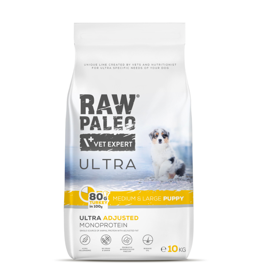 Vet Expert Raw Paleo Ultra with Turkey for Puppy Medium & Large Breeds Dry Dog Food 10kg