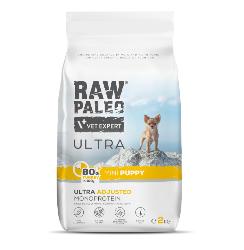 Vet Expert Raw Paleo Ultra mit Pute für Welpen kleiner Rassen, Trockenfutter 2 kg