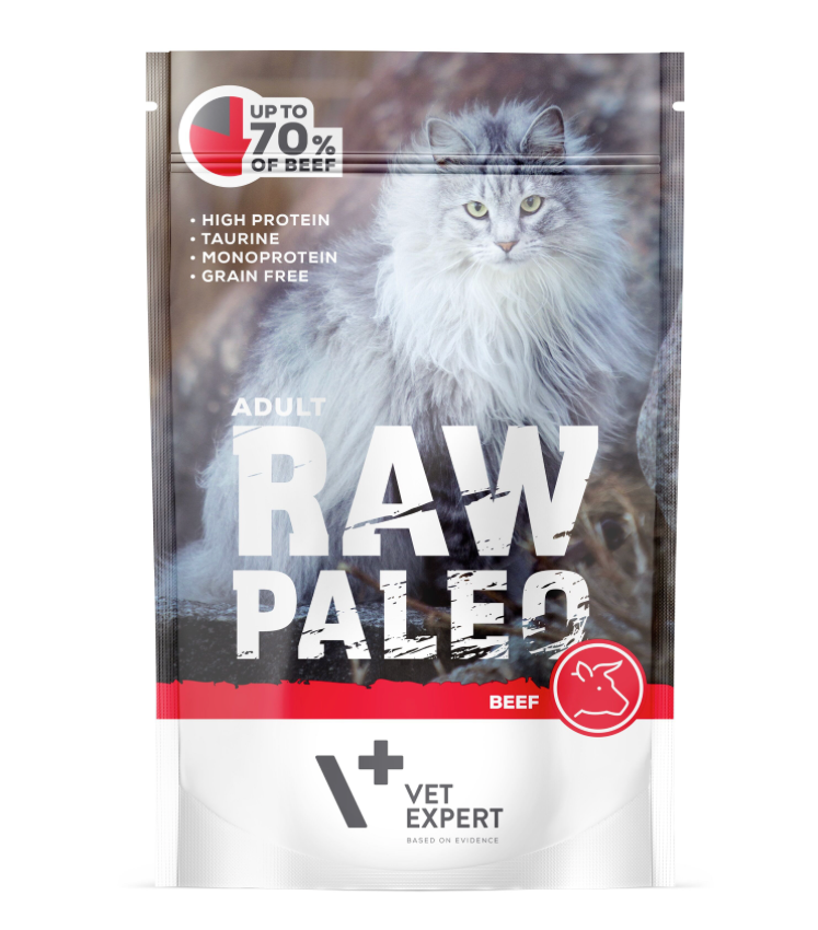 Vet Expert Raw Paleo mit Rind für ausgewachsene Katzen Nassfutter 100 g