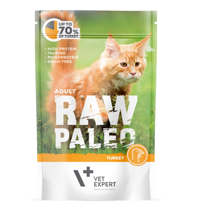 Vet Expert Raw Paleo mit Pute für ausgewachsene Katzen Nassfutter 100 g