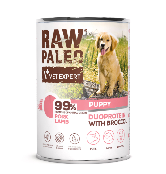 Vet Expert Raw Paleo with Pork/Lamb Wet Puppy Food 400g
