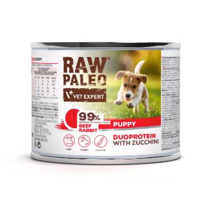 Vet Expert Raw Paleo with Beef and Rabbit Wet Puppy Food 200g