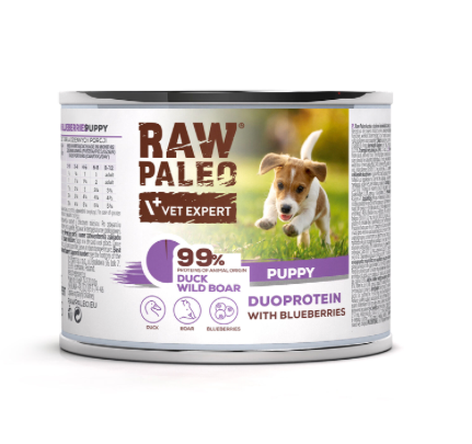 Vet Expert Raw Paleo with Duck and Wild Boar Wet Puppy Food 200g