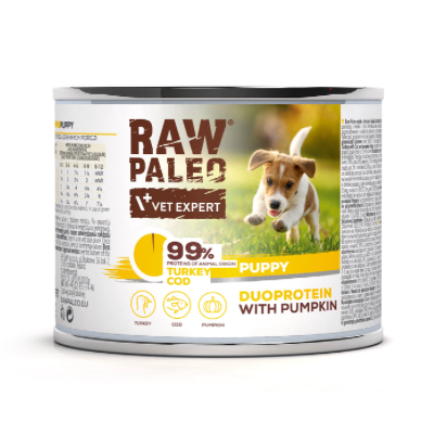 Vet Expert Raw Paleo with Turkey and Cod Wet Puppy Food 200g