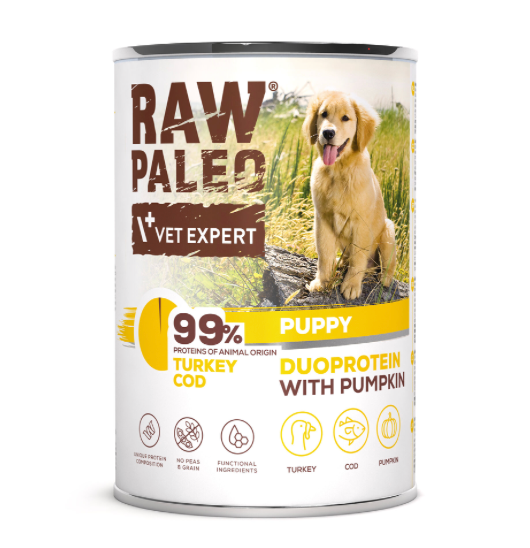Vet Expert Raw Paleo with Turkey and Cod Wet Puppy Food 400g