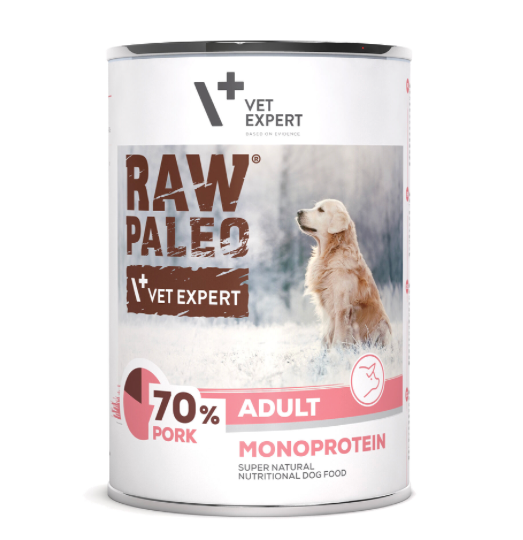 Vet Expert Raw Paleo with Pork for Adult Wet Dog Food 400g