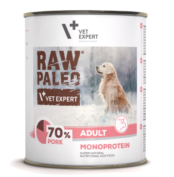 Vet Expert Raw Paleo with Pork for Adult Wet Dog Food 800g