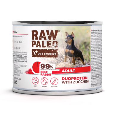 Vet Expert Raw Paleo with Beef and Rabit for Adult Wet Dog Food 200g
