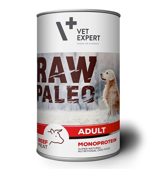 Vet Expert Raw Paleo with Beef for Adult Wet Dog Food 400g