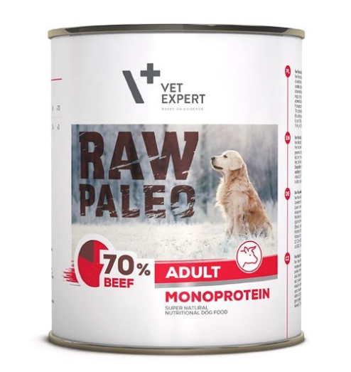 Vet Expert Raw Paleo with Beef for Adult Wet Dog Food 800g