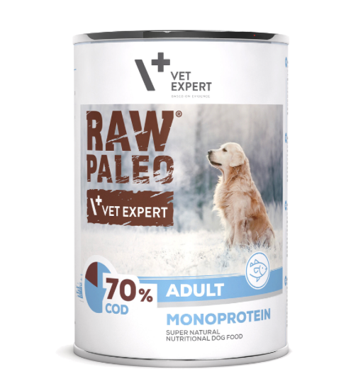 Vet Expert Raw Paleo with Cod for Adult Wet Dog Food 400g