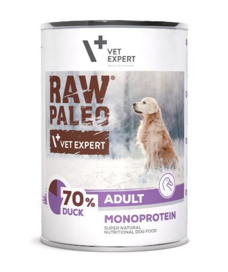 Vet Expert Raw Paleo with Duck for Adult Wet Dog Food 400g