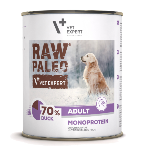 Vet Expert Raw Paleo with Duck for Adult Wet Dog Food 800g