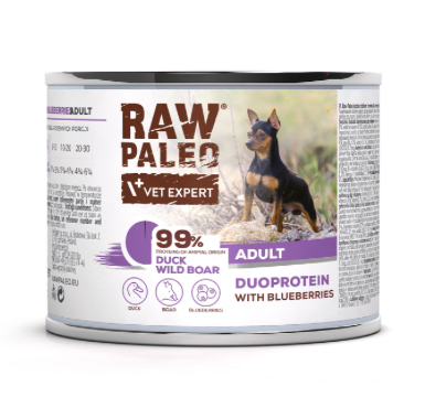 Vet Expert Raw Paleo with Duck and Wild Boar for Adult Wet Dog Food 200g