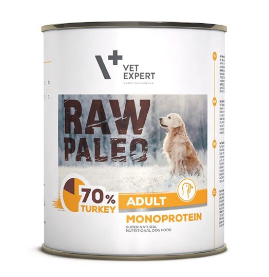 Vet Expert Raw Paleo with Turkey for Adult Wet Dog Food 800g