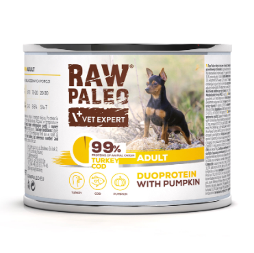 Vet Expert Raw Paleo with Turkey and Cod for Adult Wet Dog Food 200g
