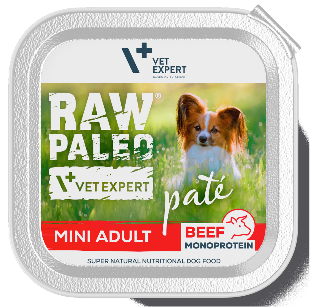 Vet Expert Raw Paleo with Beef for Mini Adult Wet Dog Food 150g