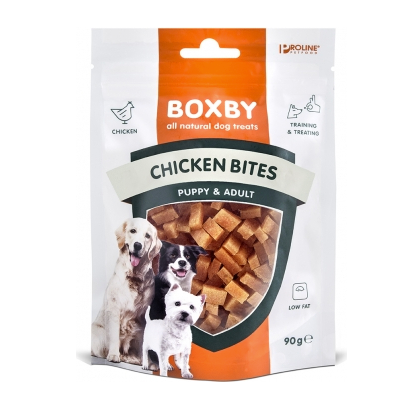 Boxby Kycklingbitar 90g Snacks för hundar med kyckling