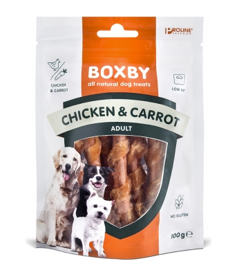 Boxby Kyckling & Morotsstänger i 100g Snacks för Hundar