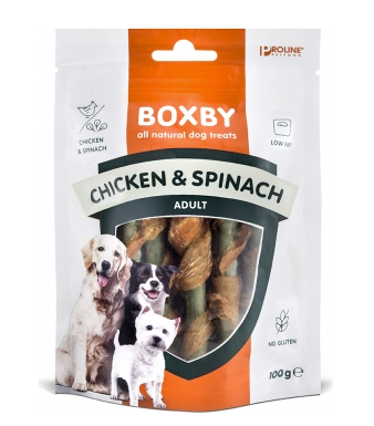 Boxby Kyckling & Spenat Sticks 100g Hundsnack