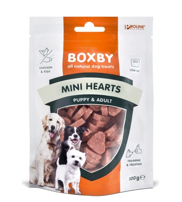 Boxby Mini Hearts Valp & Vuxen 100g Snacks för Hundar