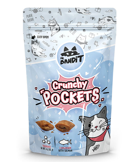 Mr. Bandit Crunchy Pockets with Salmon Treats for Cats, 40g