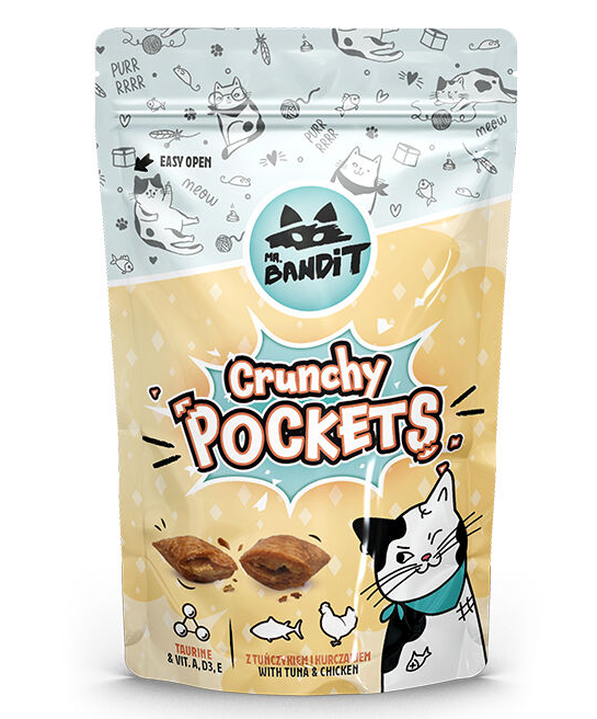 Mr. Bandit Crunchy Pockets with Tuna and Chicken Treats for Cats, 40g