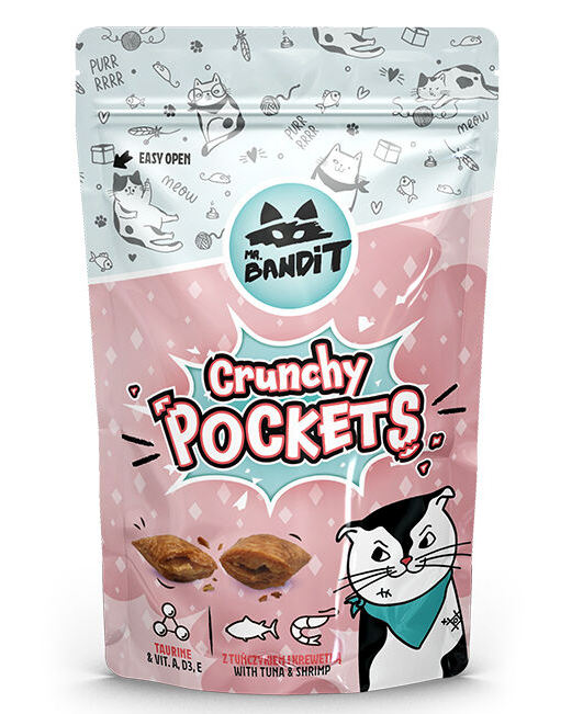 Mr. Bandit Crunchy Pockets with Tuna and Shrimp Treats for Cats, 40g