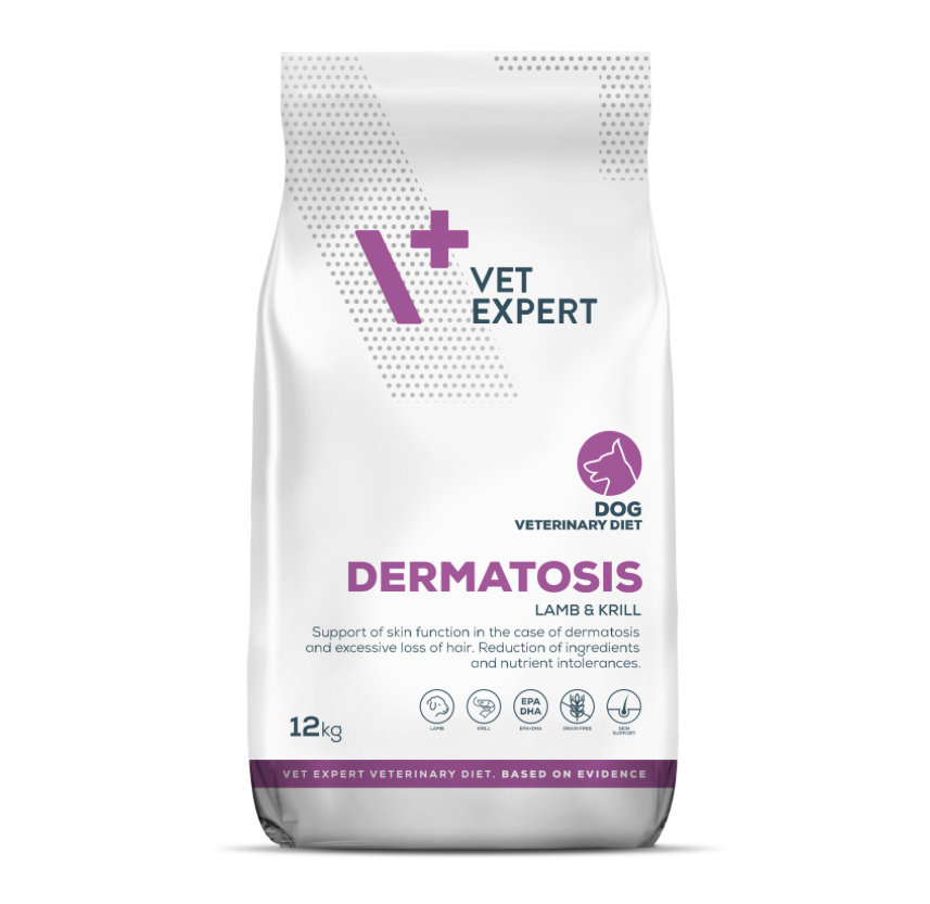 Vetexpert Dermatosis Susā barība suņiem ar jēru un krillu, 12kg