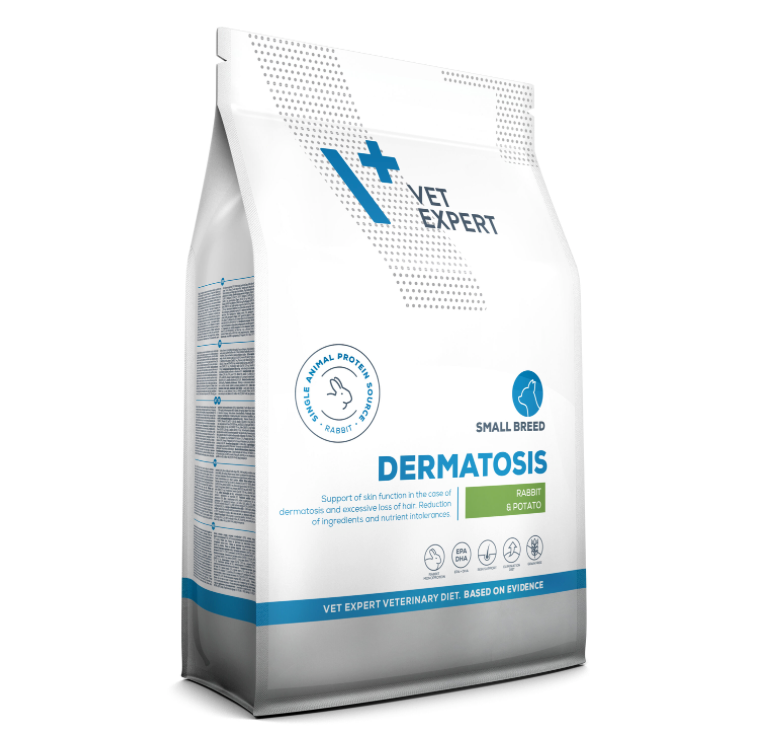 Vetexpert Dermatosis Sausā barība mazo šķirņu suņiem ar trusi, 2kg