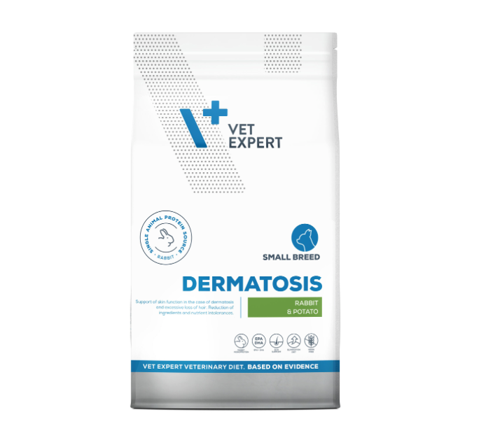 Vetexpert Dermatosis Sausā barība mazo šķirņu suņiem ar trusi, 8kg