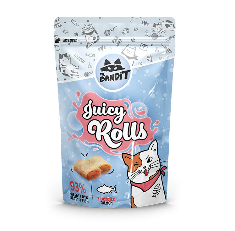 Mr. Bandit Cat Juicy Rolls with Salmon Treats for Cats, 40g