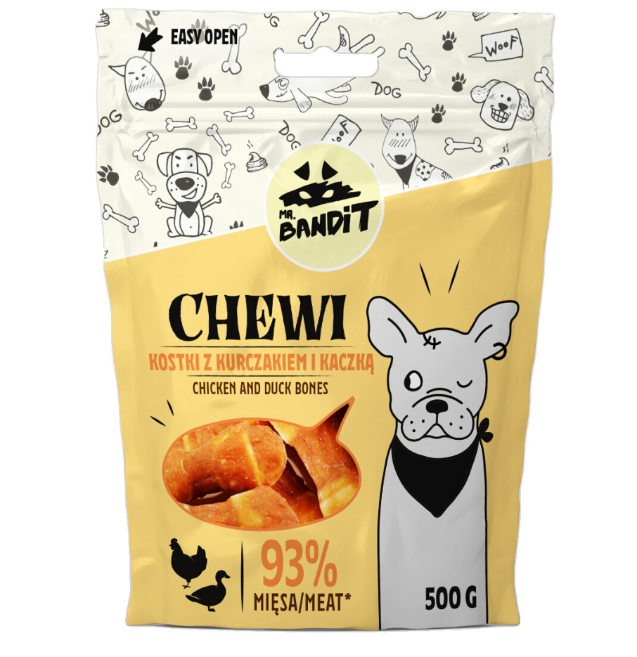 Mr.Bandit Bonso Chicken and Duck Bones Kārumi Suņiem, 500g
