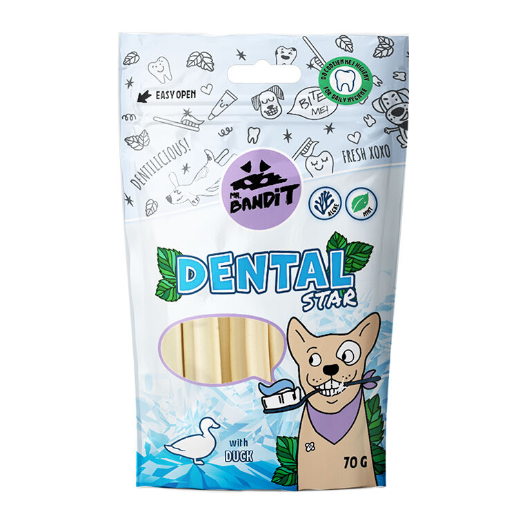 Mr. Bandit Dental Stars with Duck Treats for Dogs, 70g