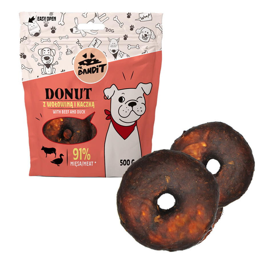 Mr. Bandit Donut with Beef and Duck Treats for Dogs, 500g