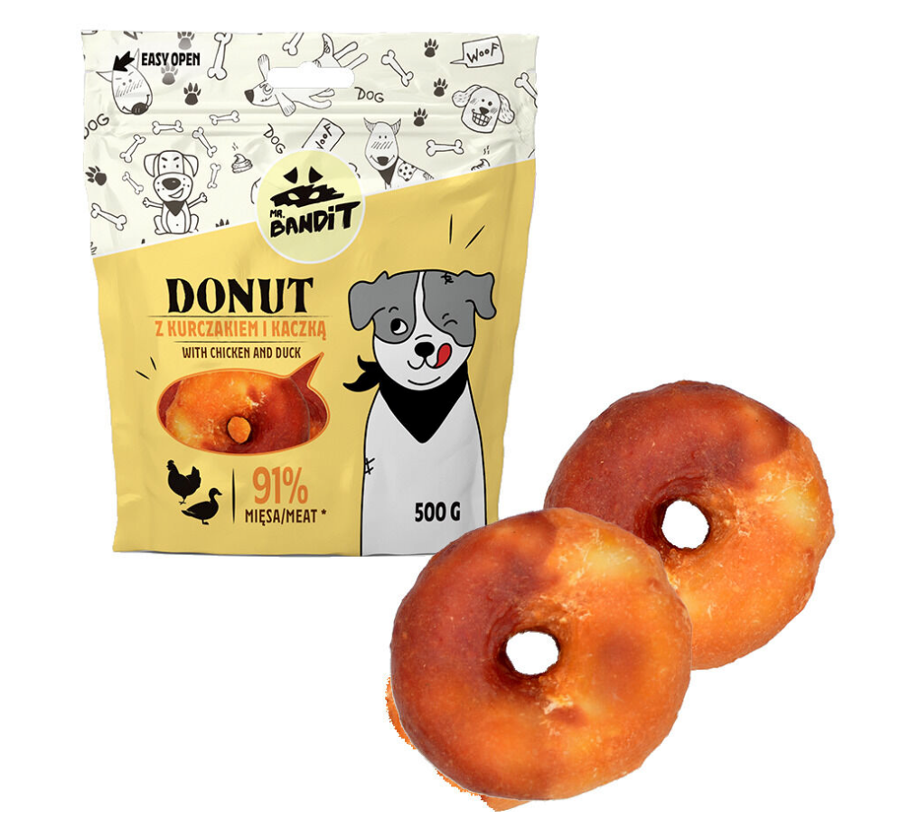 Mr. Bandit Donut with Chicken and Duck Treats for Dogs, 500g