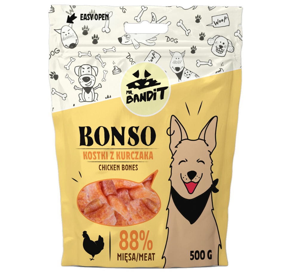 Mr. Bandit Bonso with Chicken Bones Treats For Dogs, 500g