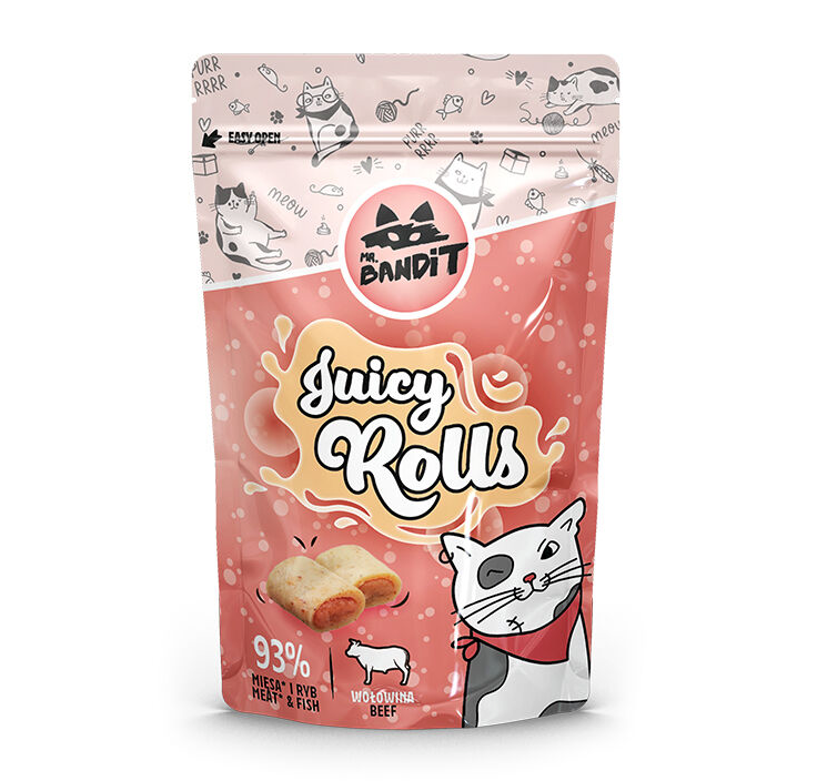 Mr. Bandit Cat Juicy Rolls with Beef Treats for Cats, 40g