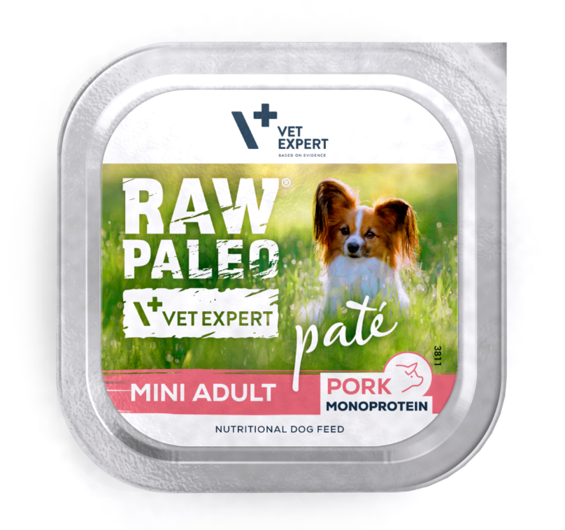 Vet Expert Raw Paleo mit Schweinfleisch für erwachsene Hunde kleiner Rassen Nassfutter 150 g