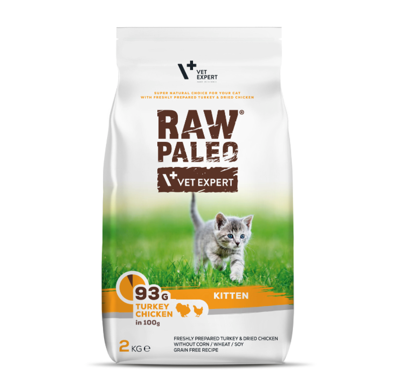 Vet Expert Raw Paleo with Turkey&Chicken for Kitten Dry Cat Food 2kg