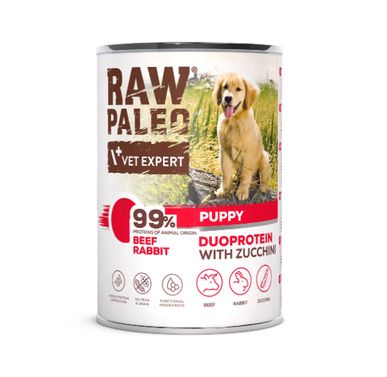 Vet Expert Raw Paleo mit Rind und Kaninchen Nassfutter für Welpen 400 g