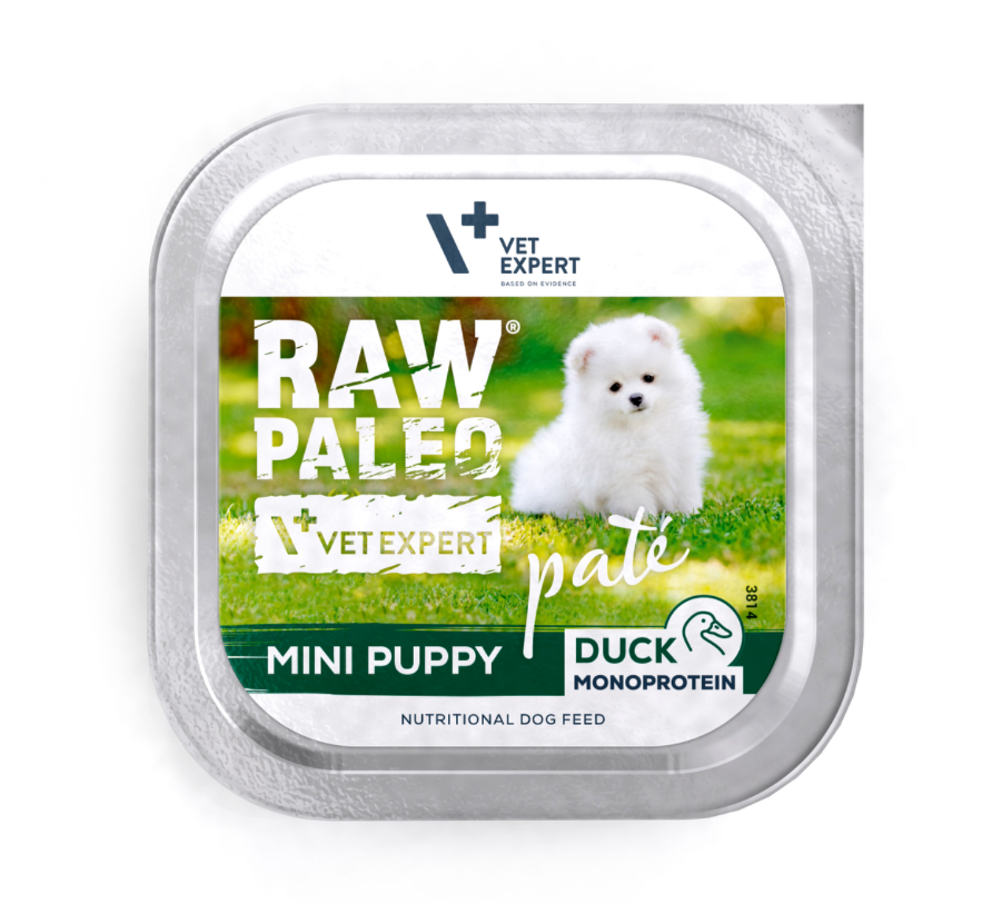 Vet Expert Raw Paleo mit Ente für Welpen kleiner Rassen Nassfutter 150 g