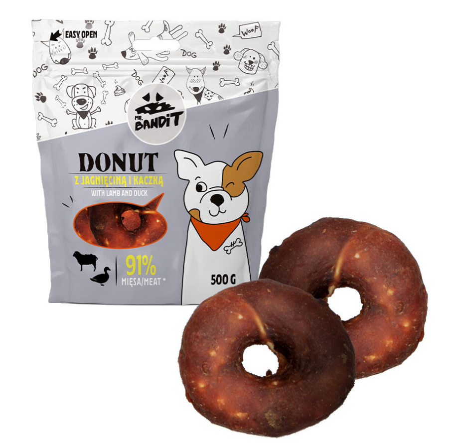 Mr. Bandit Donut with Lamb and Duck Treats for Dogs, 500g
