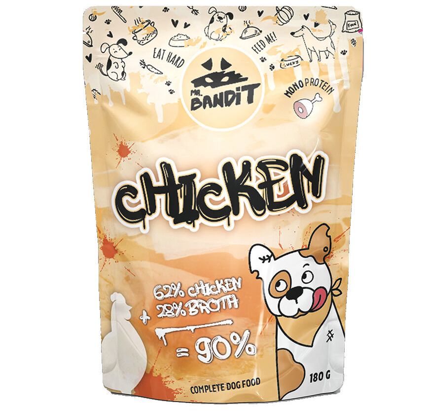 Mr. Bandit ar Buljonu un Vistu Mitrā Barība Suņiem 180g N10