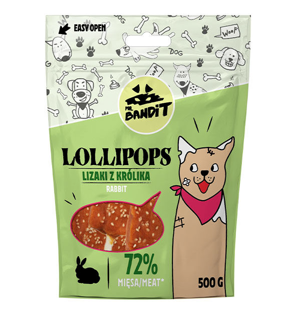 Mr. Bandit Lollipops with Rabbit Treats for Dogs, 500g