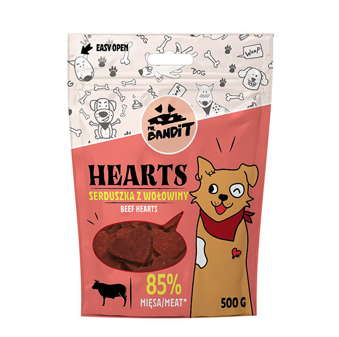 Mr. Bandit Hearts with Beef Hearts Treats for Dogs, 500g