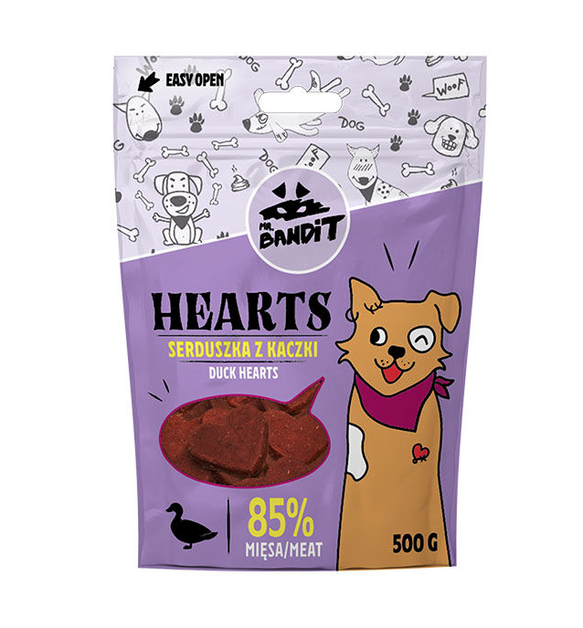 Mr. Bandit Hearts with Duck Hearts Treats for Dogs, 500g
