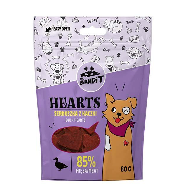 Mr. Bandit Hearts mit Ente, Herzchen-Leckerlis für Hunde, 80 g