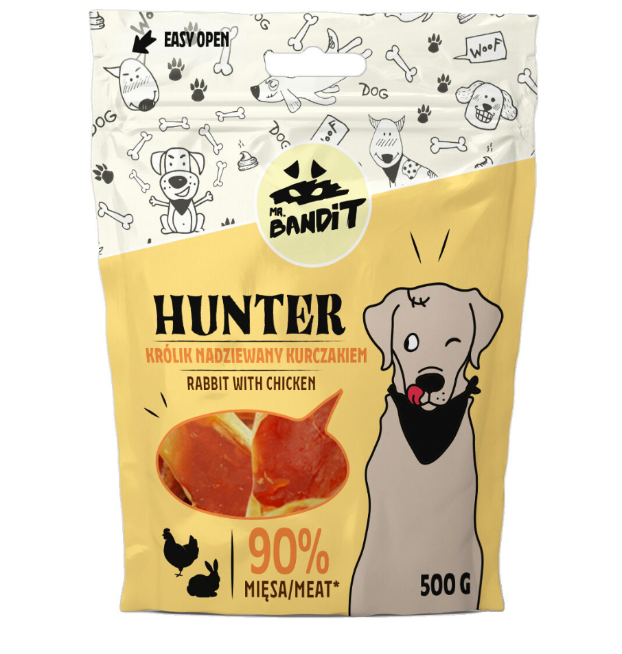 Mr. Bandit Hunter with Rabbit Ears and Chicken Treats for Dogs, 500g